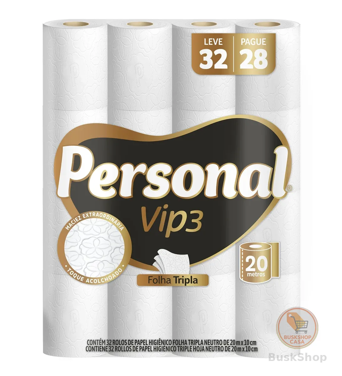 Personal Papel Higiênico Vip Folha Tripla 32 Rolos De 20M