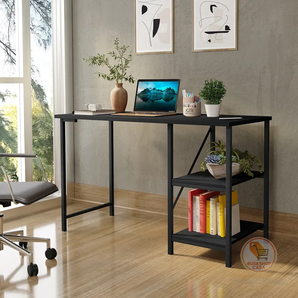 Escrivaninha Mesa Office Estudo Estilo Industrial Imbuia 1,10m KLM