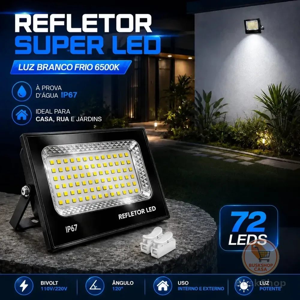 Kit 3 Refletores LED 200W VERUNTO Branco Frio IP67 Alumínio