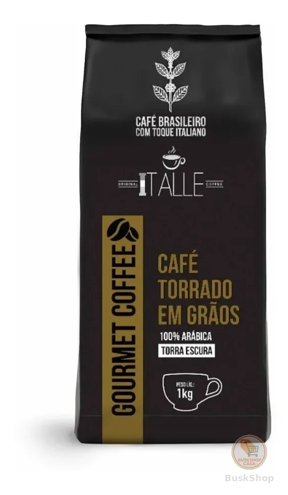 Café em Grao Torrado Expresso Arábica Torra Escura Grãos 1kg Gourmet Cafe Italle