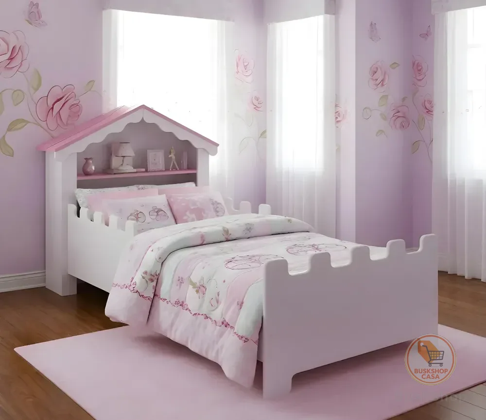 Cama Infantil Juvenil Casa Magia Montessori Princesa Br/rosa Branca/rosa Liso
