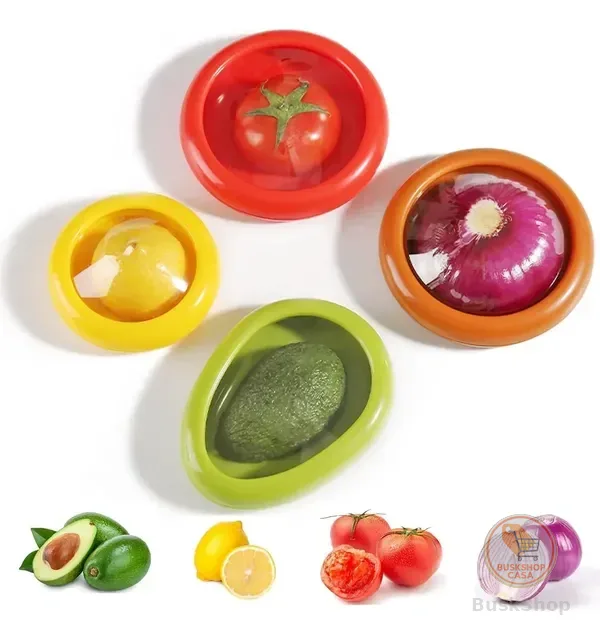 Kit 4 Potes De Silicone Armazenamento Alimentos Frutas