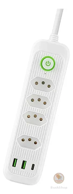 Extensão 5 Tomadas E 2 Usb 1 Pd Led Bivolt Power 110v/220v