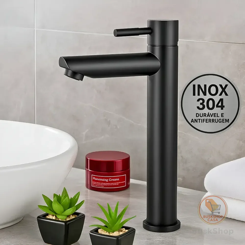 Torneira Banheiro 1/4 Volta Inox 304 Alta Luxo Banheiro Preto Fosco