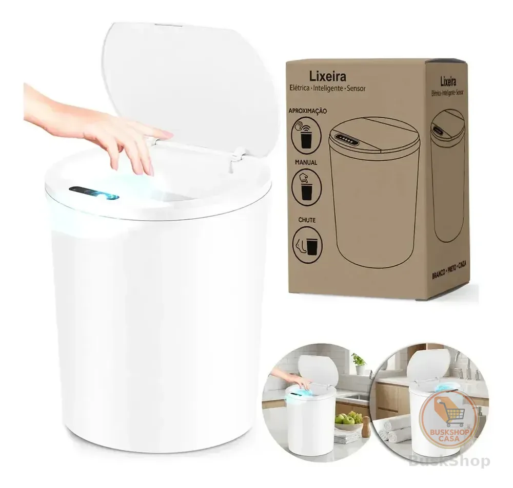 Lixeira Automática Sensor Recarregável Escritório USB 16 L