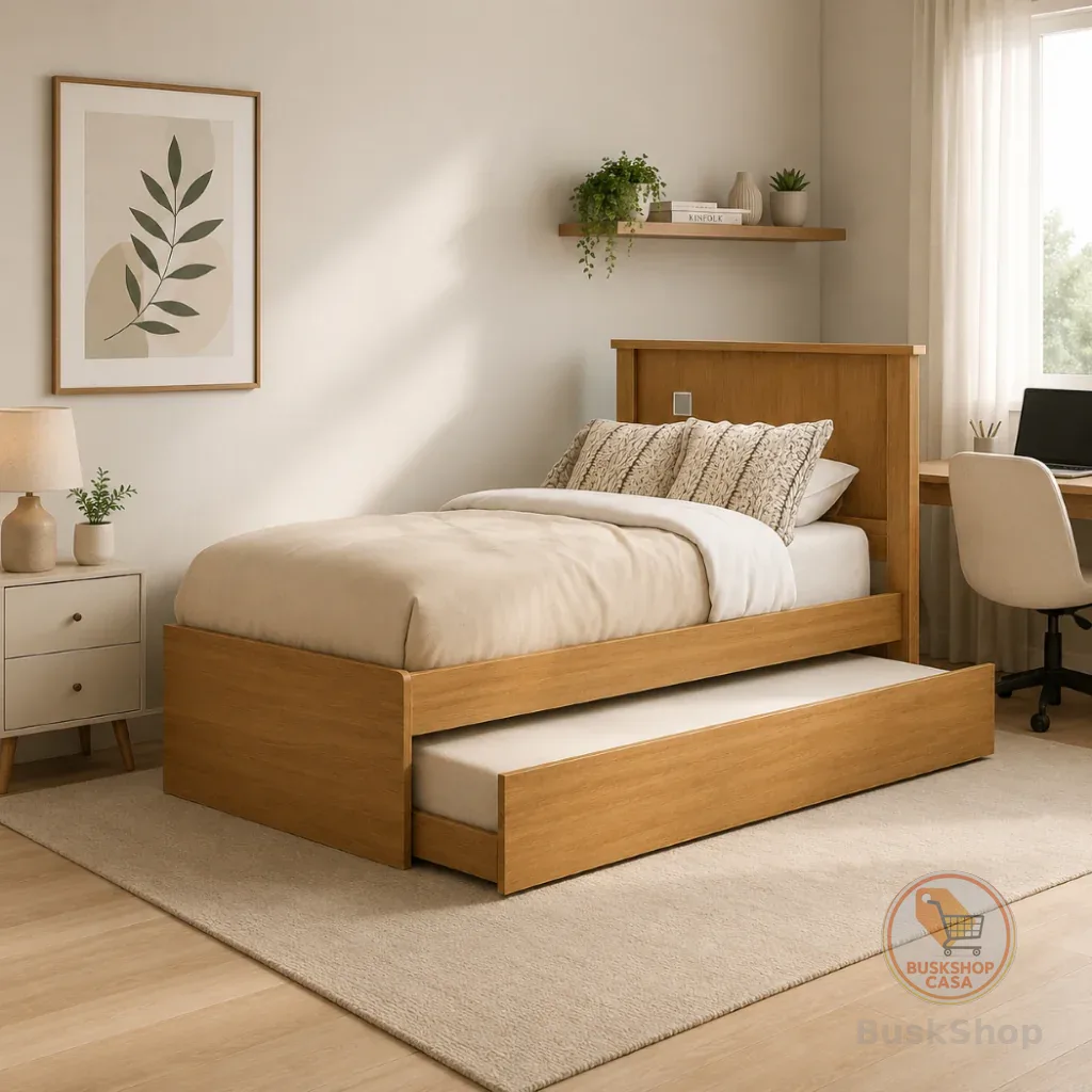 Bicama Solteiro Com Cama Auxiliar E Colchão 88x188 cm Barcelona MDF - Polizelli Móveis
