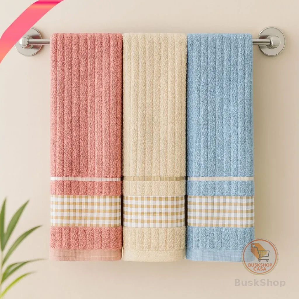 KIT 3 Toalha Tokio Banho Banhão Canelada Luxo 100% Algodão 140x75cm