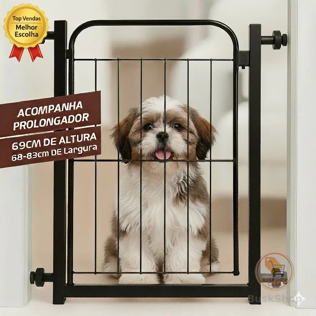 Portão Pet de Proteção Para Cães Com Trava Click
