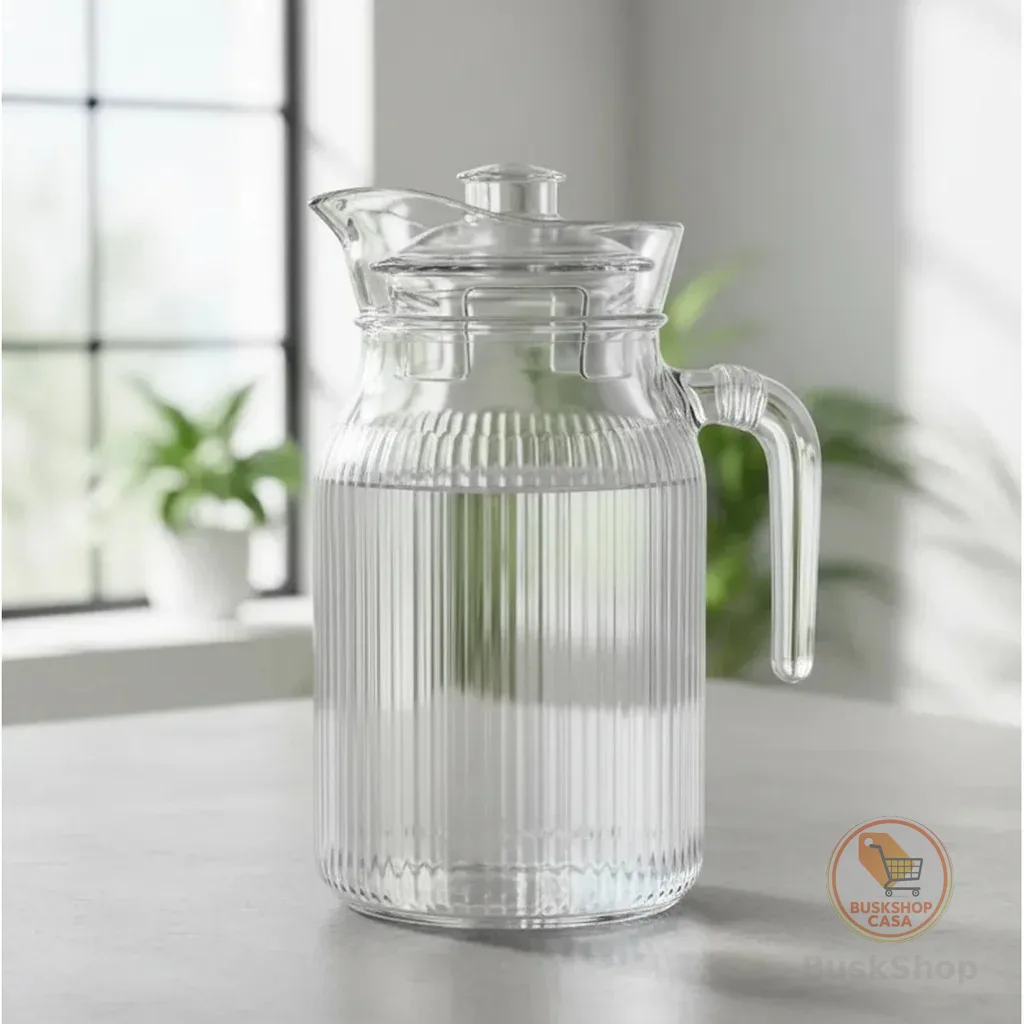 Jarra De Vidro Com Tampa Aclilica 1,2 Litro Agua Suco Vinho
