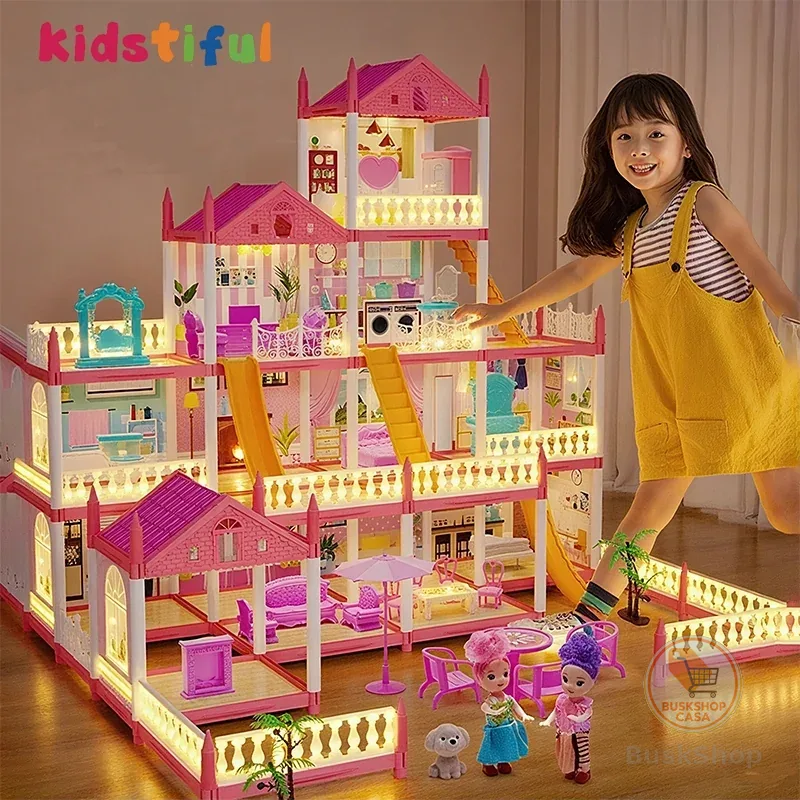 Brinquedo Casa De Boneca Com Luz LED Presente Para Menina