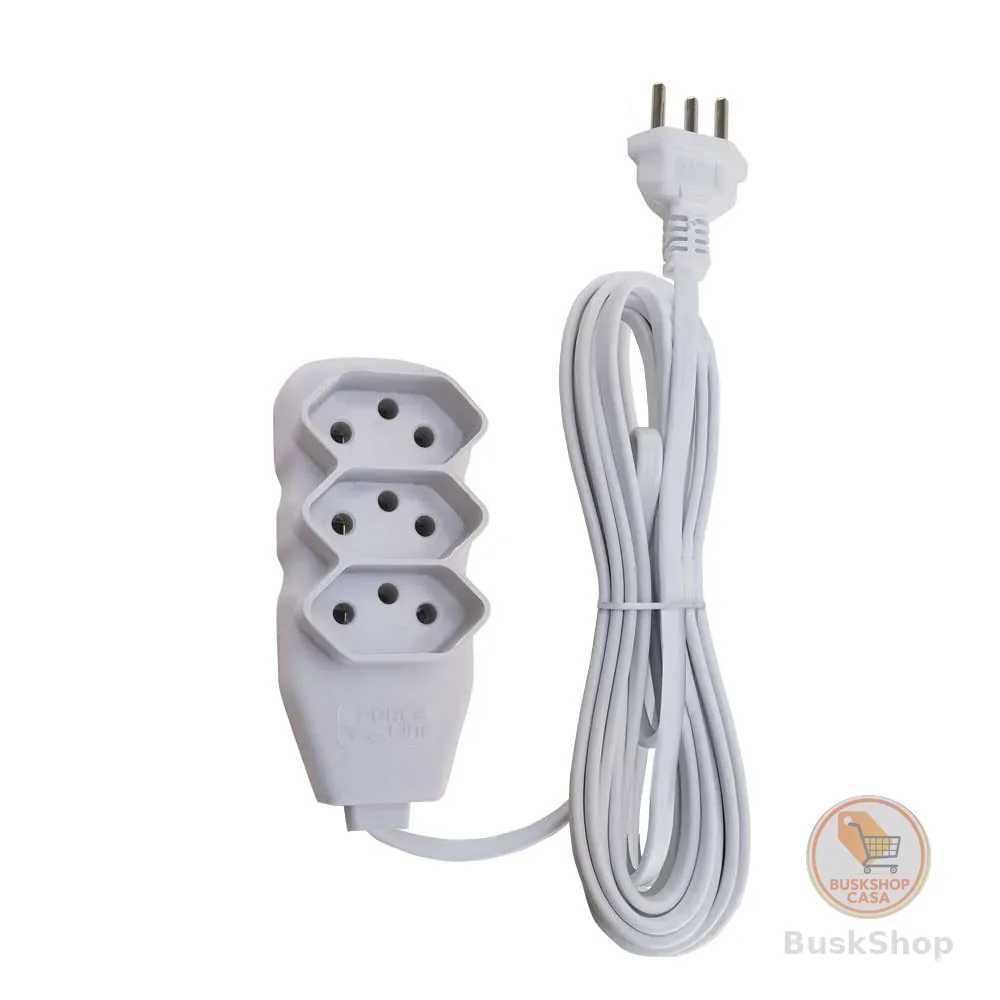 Force Line - Extensão Slim 3 Tomadas Tripolar Bivolt 1 Metro