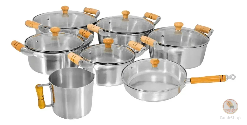 Conjunto De Panelas 7 Peças Alumínio Grosso Fundido Batido