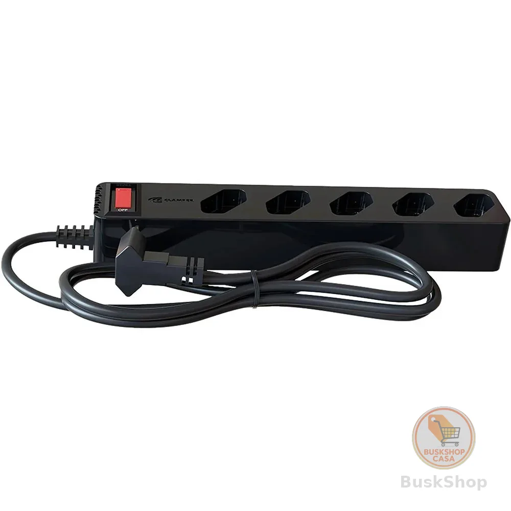 FILTRO DE LINHA + DPS ICLAMPER 5 TOMADAS LCF PRETO