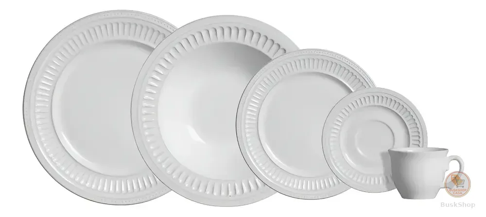 Aparelho de Jantar 20 peças Branco Poppy de Cerâmica - Scalla Cerâmica
