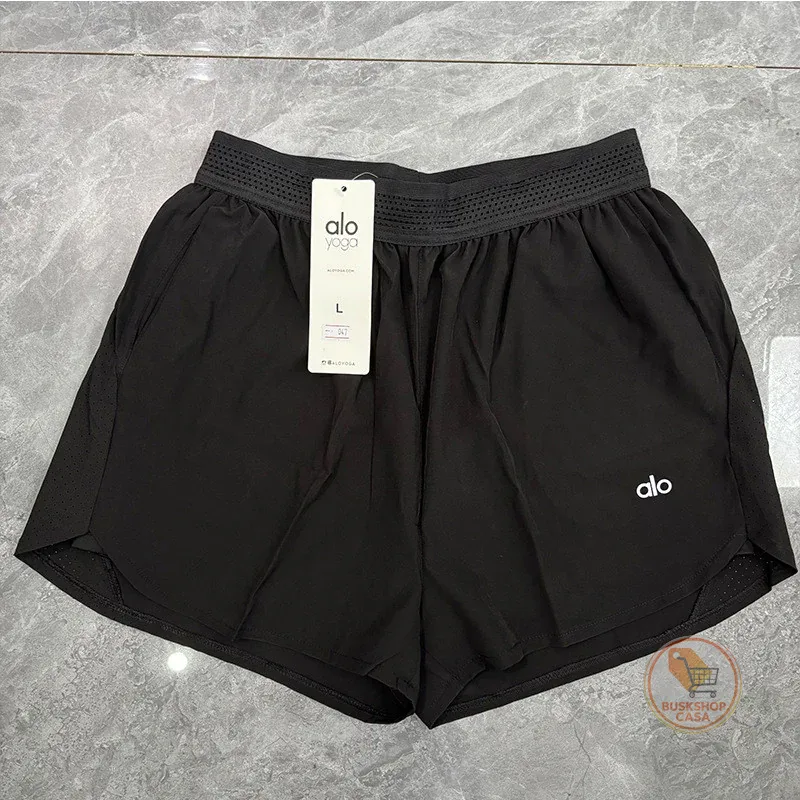 Shorts esportivos soltos femininos, imitação de shorts de Fitness para ioga de duas peças