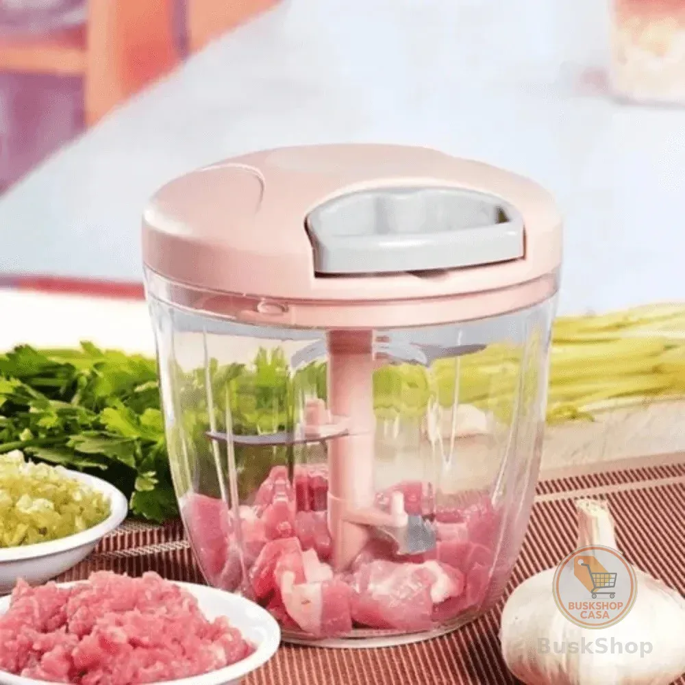 Processador De Alimentos Manual 900ML Com 5 Lâminas Triturador Fatie E Triture Com Agilidade Útil