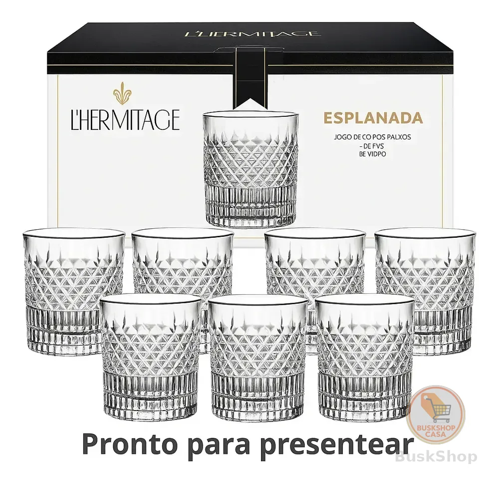 Jogo 6 Copos Vidro Baixo L'Hermitage Esplanada 310ml Whisky