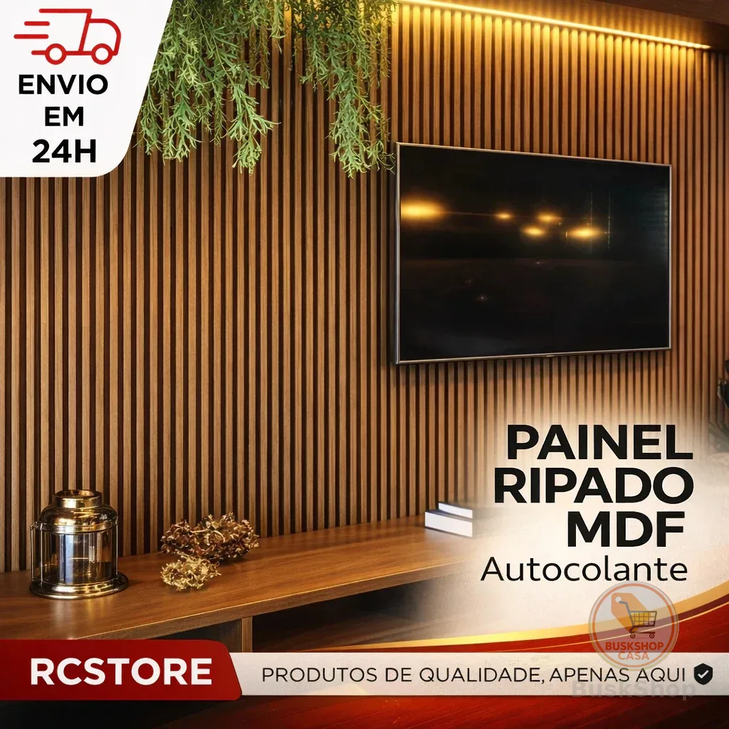 Kit Até 100 Placas Painel Ripado MDF Autocolante 45x10cm Revestimento para Parede - ENVIO FULL