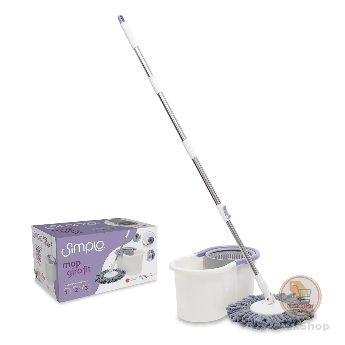 Mop com Balde e Esfregão Simplo Giro Fit