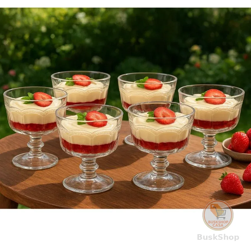 Conjunto 06 Taças de Sobremesa Premium 240 ML em Vidro para Sorvete ou Doces