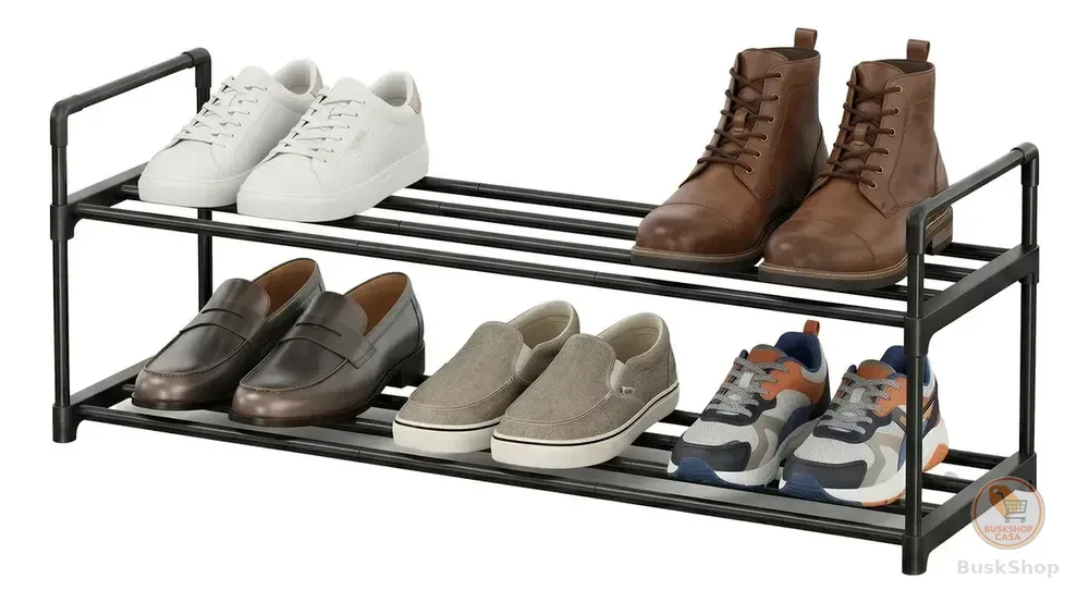 Estante Para Sapatos De Metal, Organizador De 3 Andares Preto