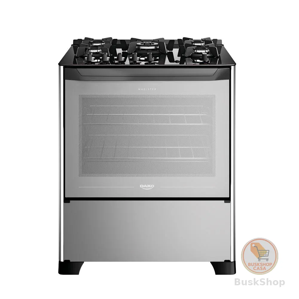 Fogão 5 Bocas Dako Magister Style Mesa de Vidro Bivolt