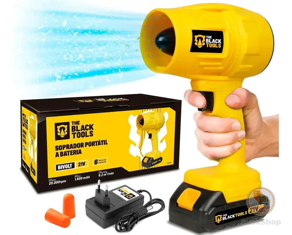Soprador Folhas 2000w Bateria 21v 1500 Mah The Black Tools Amarelo 127/220v