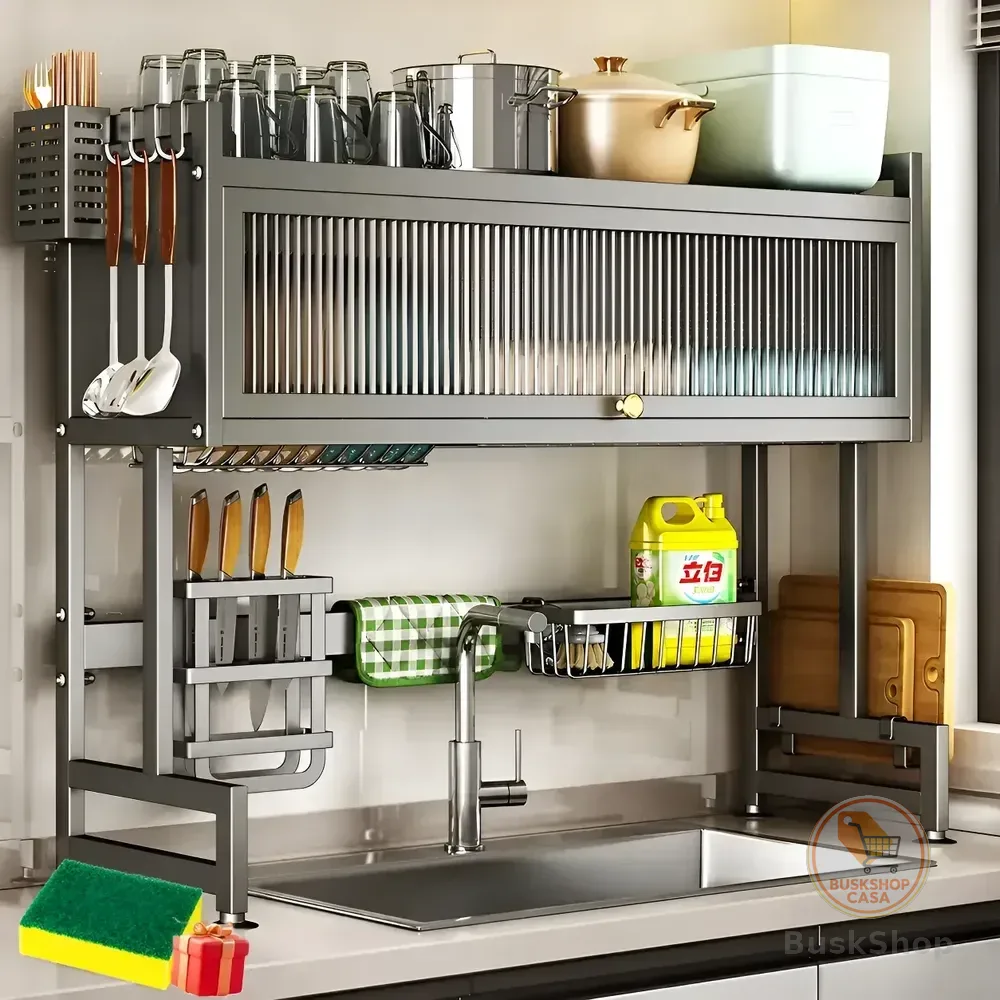 Escorredor De Pratos Louça Preto Cozinha Suspensa 65cm 18pçs Preto