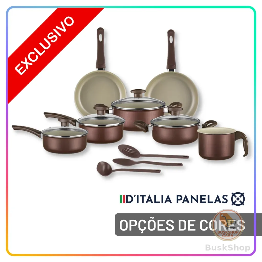 Jogo de Panelas Antiaderente 10 Peças com Utensílios e Frigideiras para Cozinha Completa