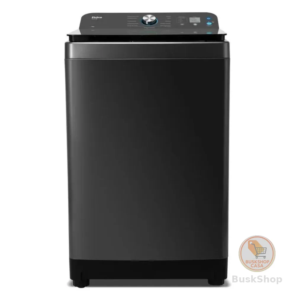 Máquina de Lavar Philco 14 Kg Preto Plr14b 12 Programas  Cesto de Inox Tampa de Vidro