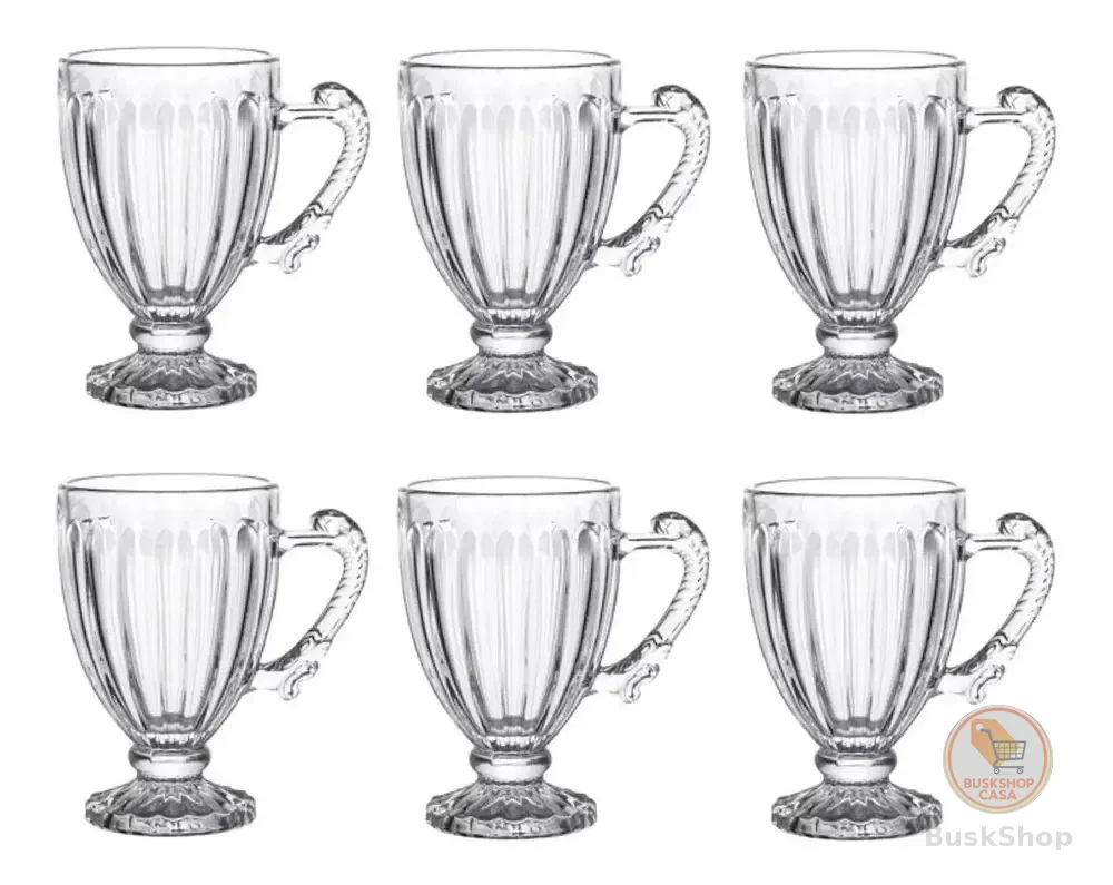 Jogo 6 Xícaras De Cristal Para Chá 200ml Renaissance Lyor Transparente