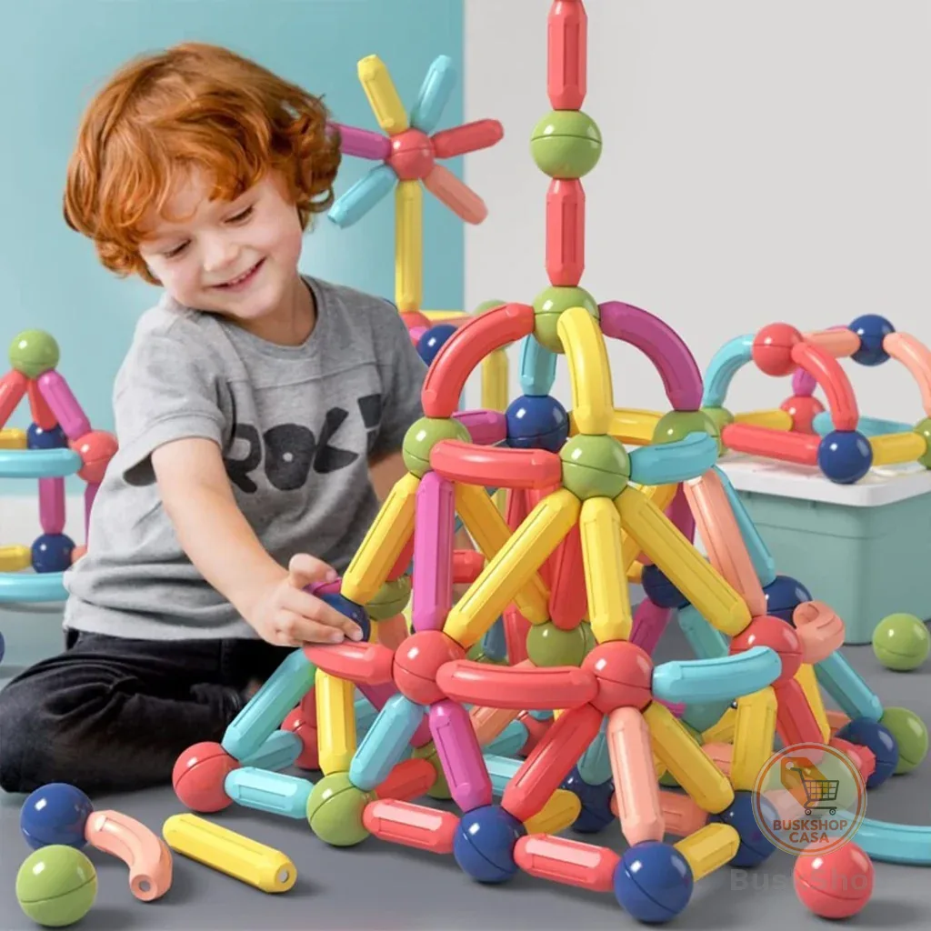 103/128 Blocos Bastões Magnéticos Peças Construção de Montar 3D Imã Brinquedo Infantil Educativo