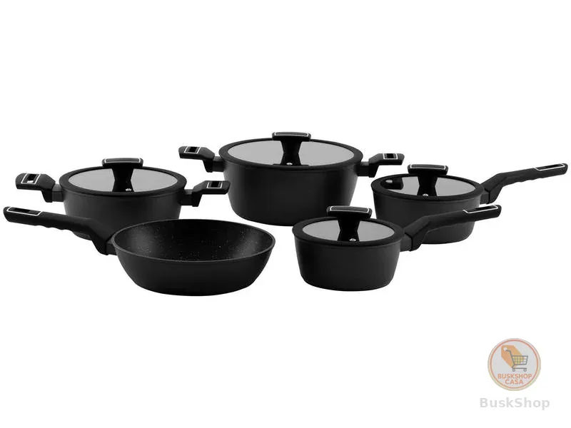 Jogo de Panelas Brinox Revestimento Cerâmico Preto 5 Peças Carbon Ceramic Life
