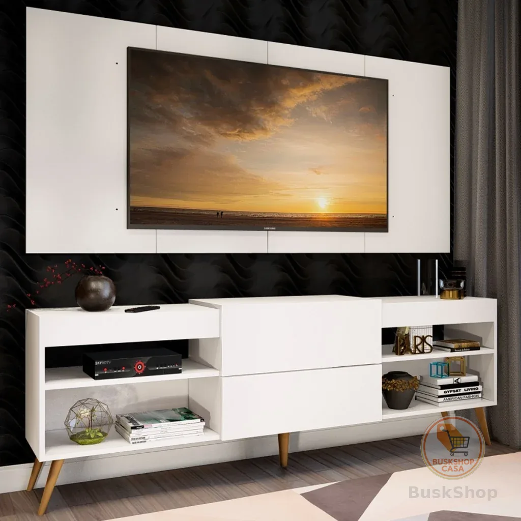 Rack com Painel para TV Até 60 Polegadas Milão 1 Porta 2 Prateleiras