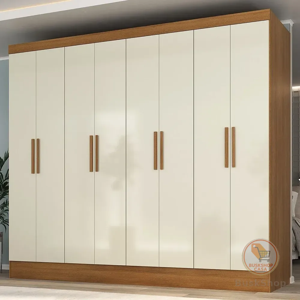 Guarda Roupa Casal 8 Portas 4 Gavetas Jatobá Yescasa Cinamomo/off White