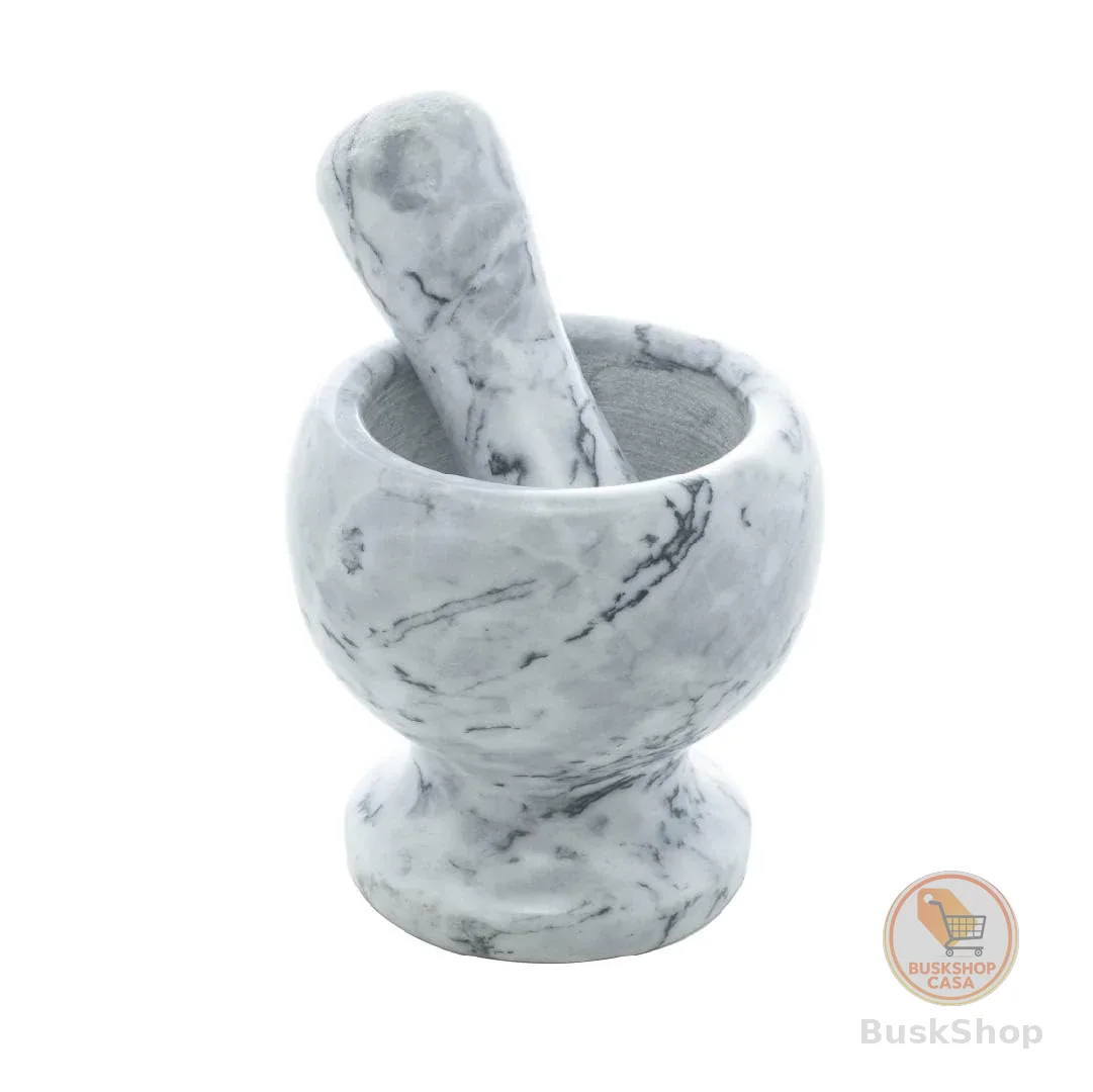 Pilão de Mármore com Socador Cinza 11cm x 11cm - Wolff