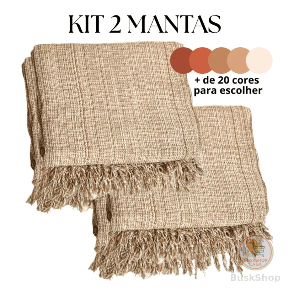 Kit 2 Mantas Decorativas Para Sofá Luxuosa Tamanho 210X120 Tecido 100% Algodão Casa Nova Elegante