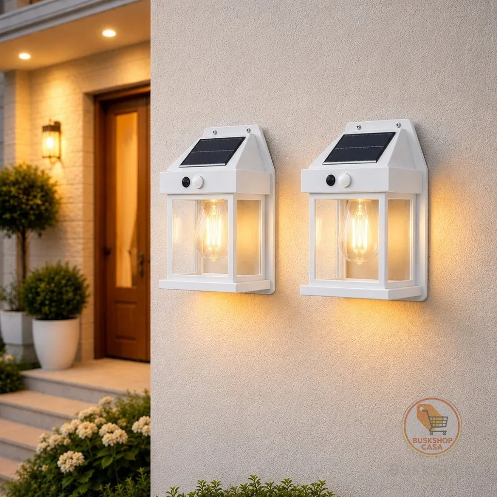 kit 2 Luminárias Arandela solar de parede externa Sensor de movimento led de filamento iluminação