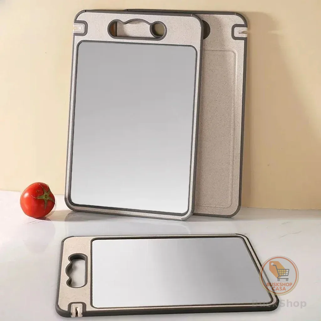 Tábua De Corte Para Carne , Placa Higiênica Dupla Face Em Aço Inoxidável E PP Com Apontador Alça
