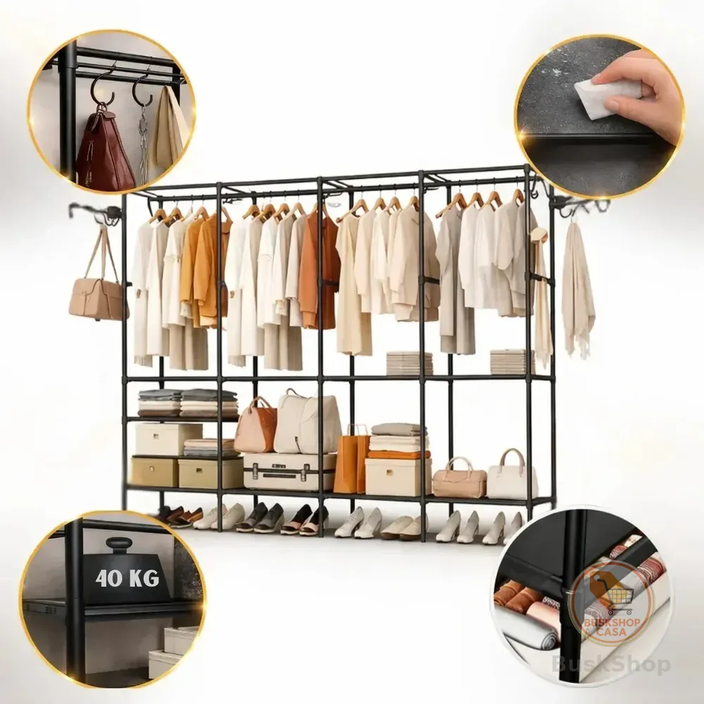 Cabideiro 4 Colunas Arara Organizadora De Roupas Closet