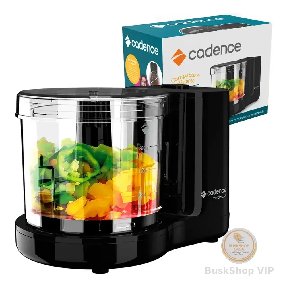 Miniprocessador Crush Cadence Mpr530 Lâminas Aço Inox Preto 127v