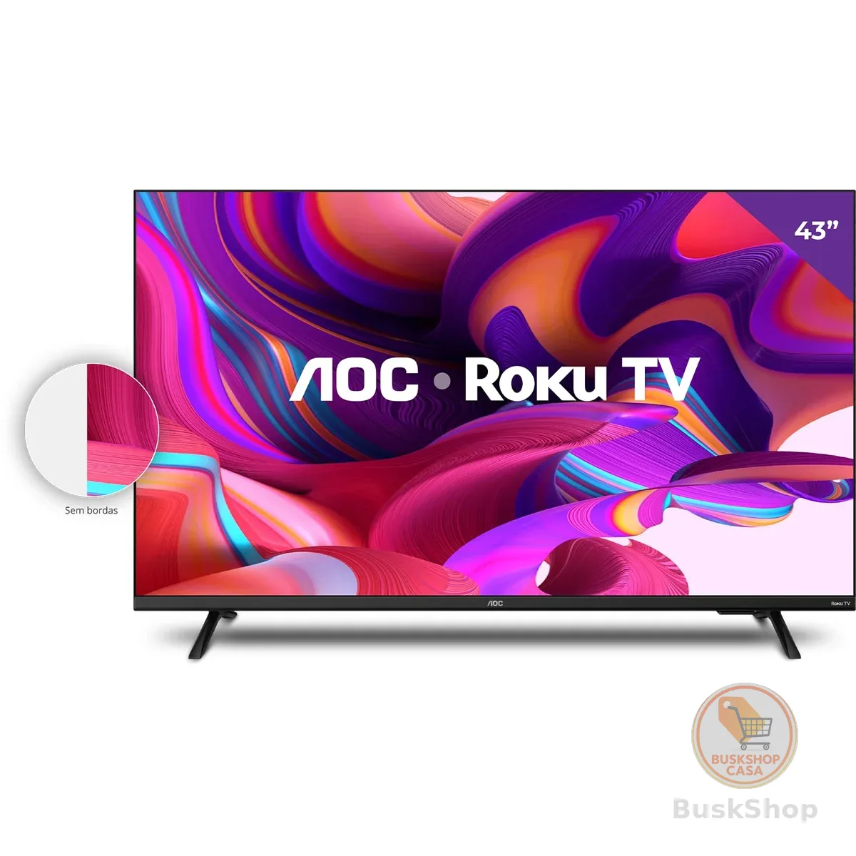 AOC 43S5135/78G - Smart TV LED 43" Full HD, Design sem bordas, Wifi, Conversor Digital, USB, HDMI