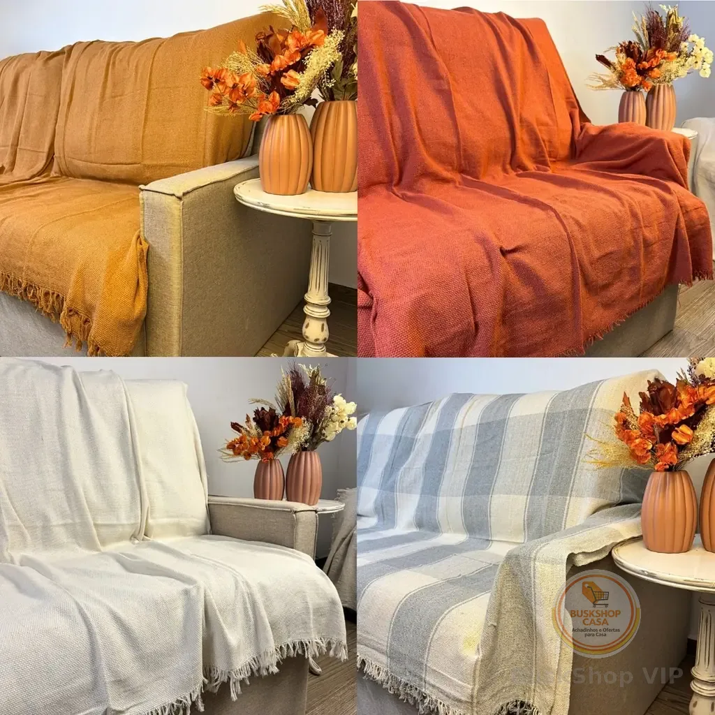Manta para Sofá 400x180mts 4 Lugares Super King Gigante 100% Algodão Tipo Capa Luxo