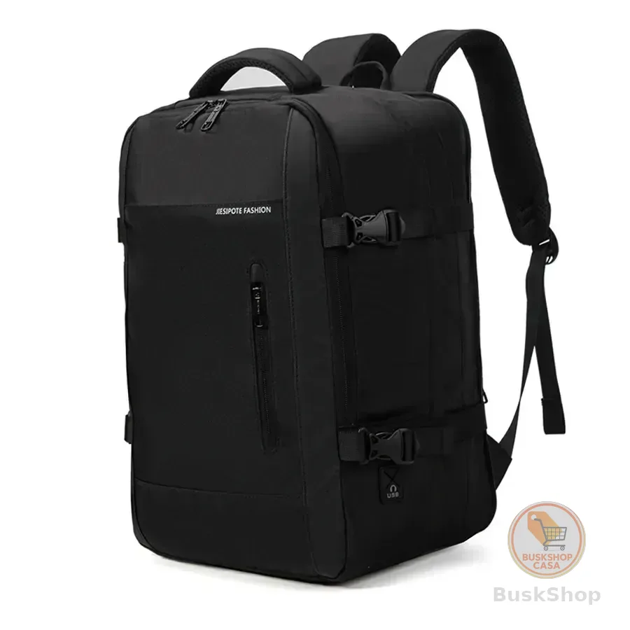 Mochila masculina, impermeável, reforçada, com capacidade ampliada de 30-42L, adequada para portátil, viagens diárias, cor preta