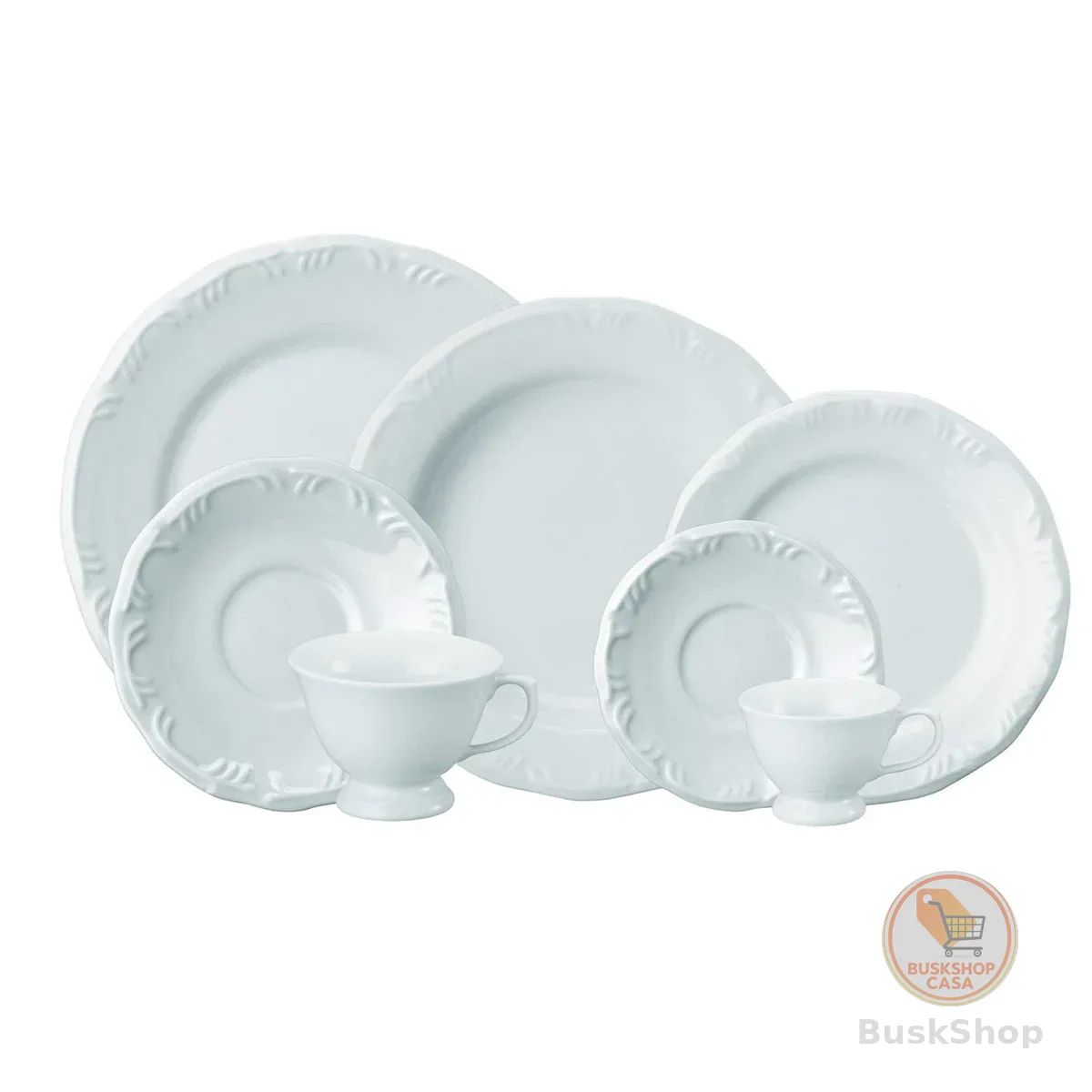 Serviço de Jantar Chá Café em Porcelana 42 peças com Relevo Porcelana Schmidt Pomerode