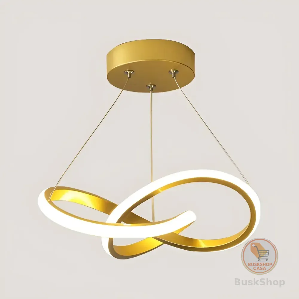 Lustre Pendente Moderna Led,luminaria Dourado Redondo Sala 127/220v Dourado