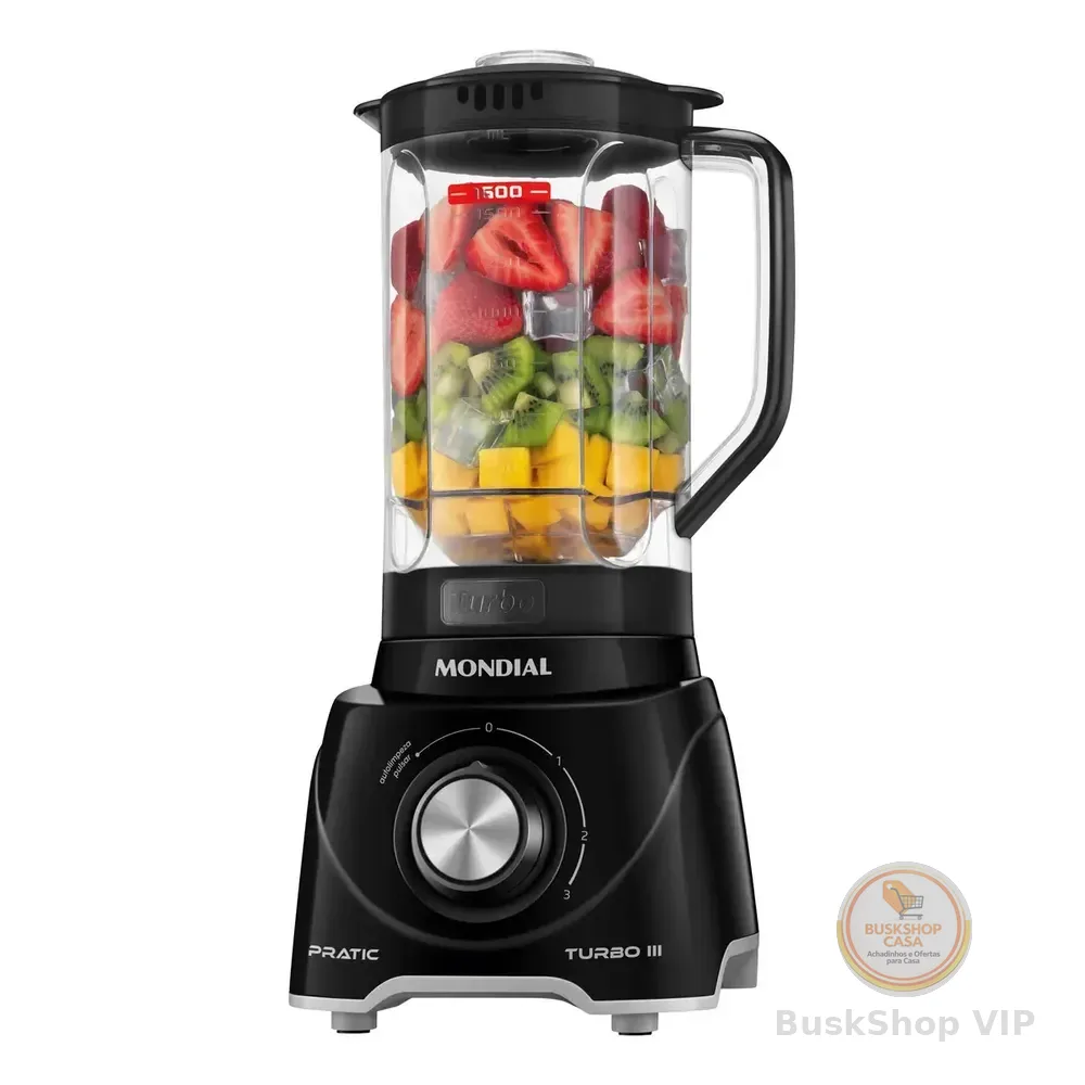Liquidificador Pratic Turbo Iii Mondial 550w L-93-bg Preto 220v
