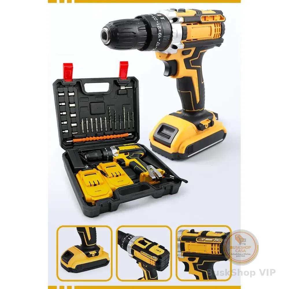 Furadeira Parafusadeira De 48v Mackie Ferramentas Com 2 Baterias E Maleta Amarelo 127/220v