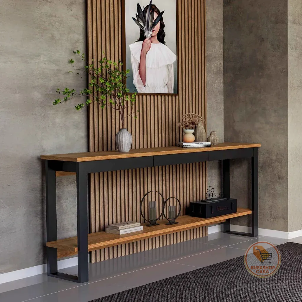 Aparador Industrial 180cm com 1 Gaveta Freijó/Preto - Dalla Costa