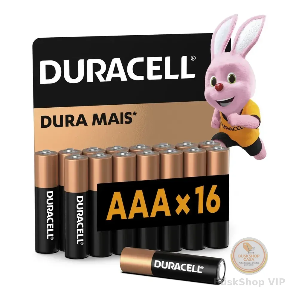Pilha Alcalina Aaa Palito Duracell Com 16 Unidades